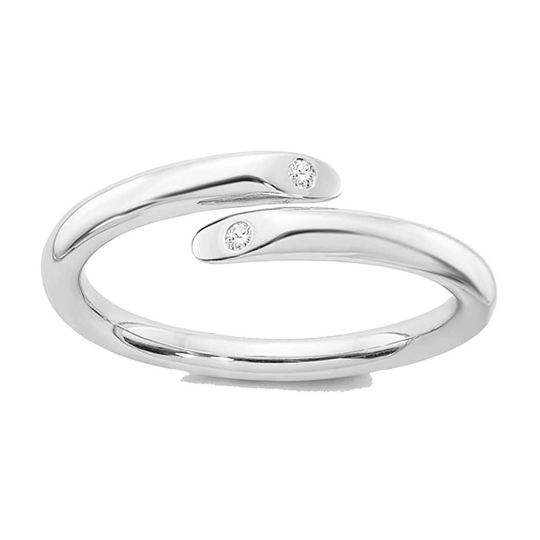 Sterling Silver and Diamond Bypass Ring