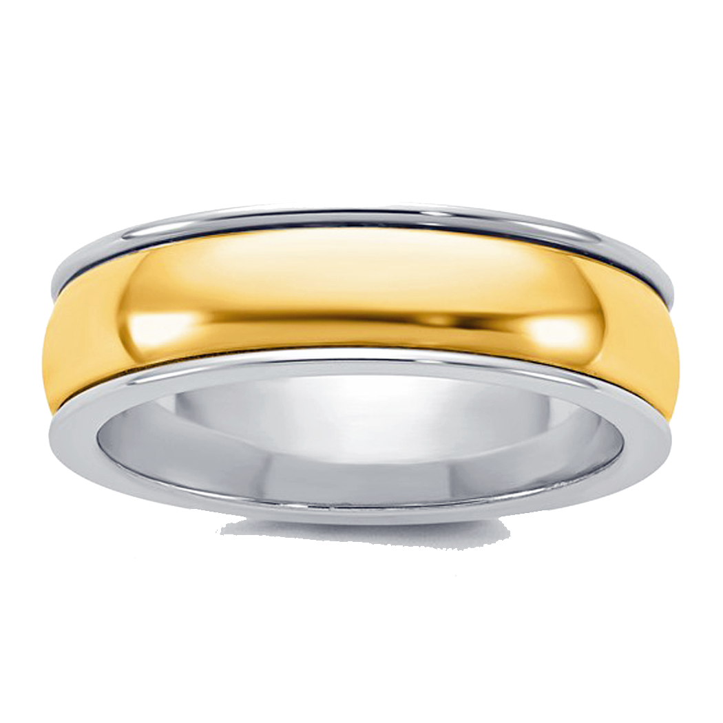 14K Two Tone 6mm Wedding Band
