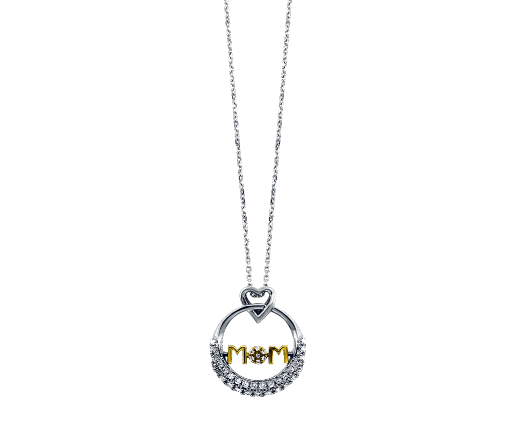 Sterling Silver and Gold Diamond Mom Pendant
