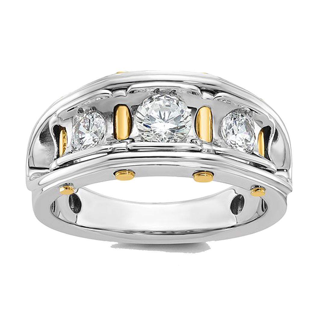 14K Two Tone Men's Lab Grown Diamond Ring