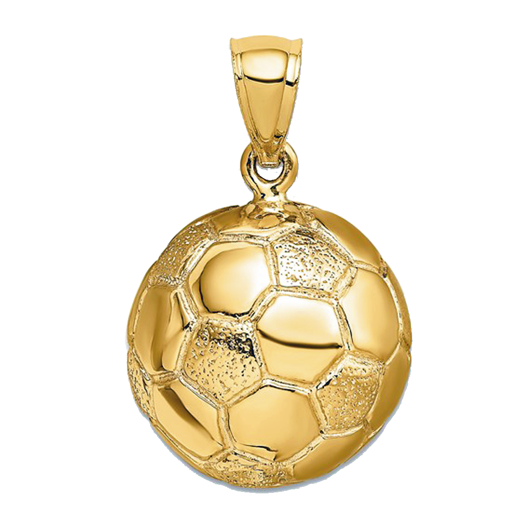 14K Yellow Gold 3D Soccer Ball Charm