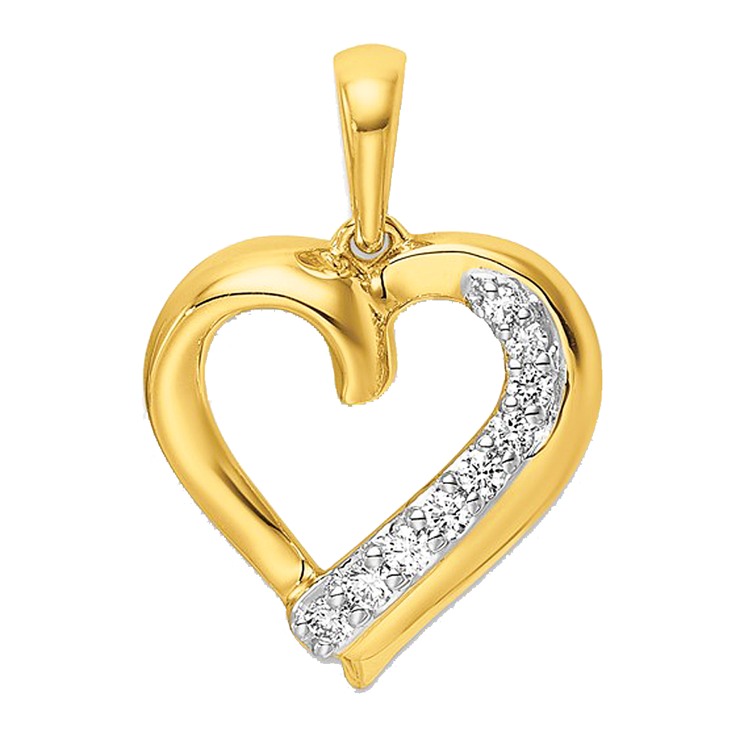 14K Yellow Gold Diamond Heart Pendant