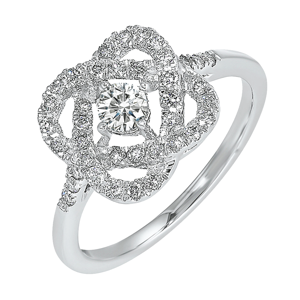 14K White Gold Love Knot Diamond Ring