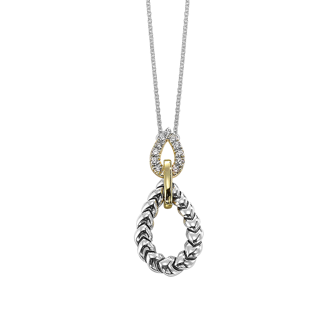 Sterling Silver And 14K Yellow Gold Diamond Pendant