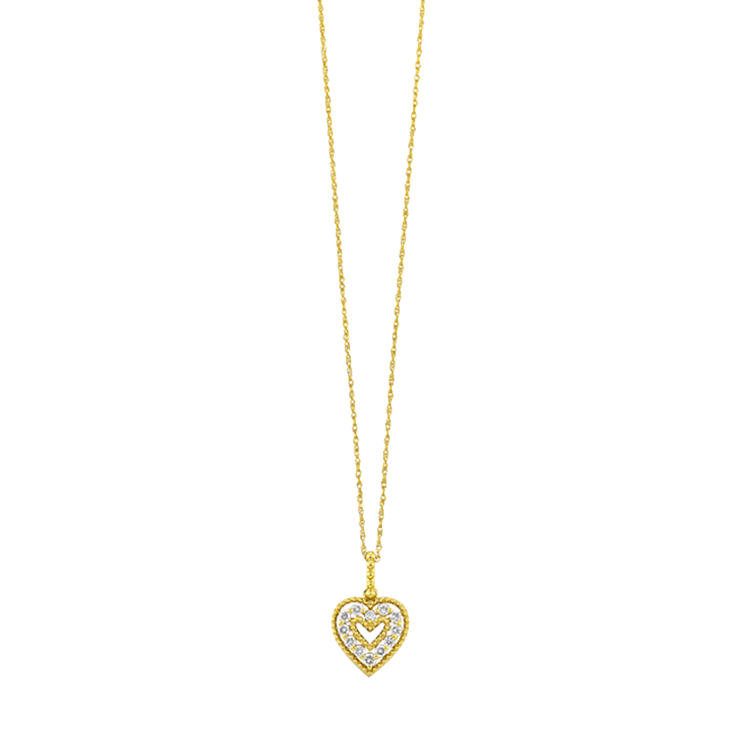 10K Yellow Gold Heart Pendant with Chain