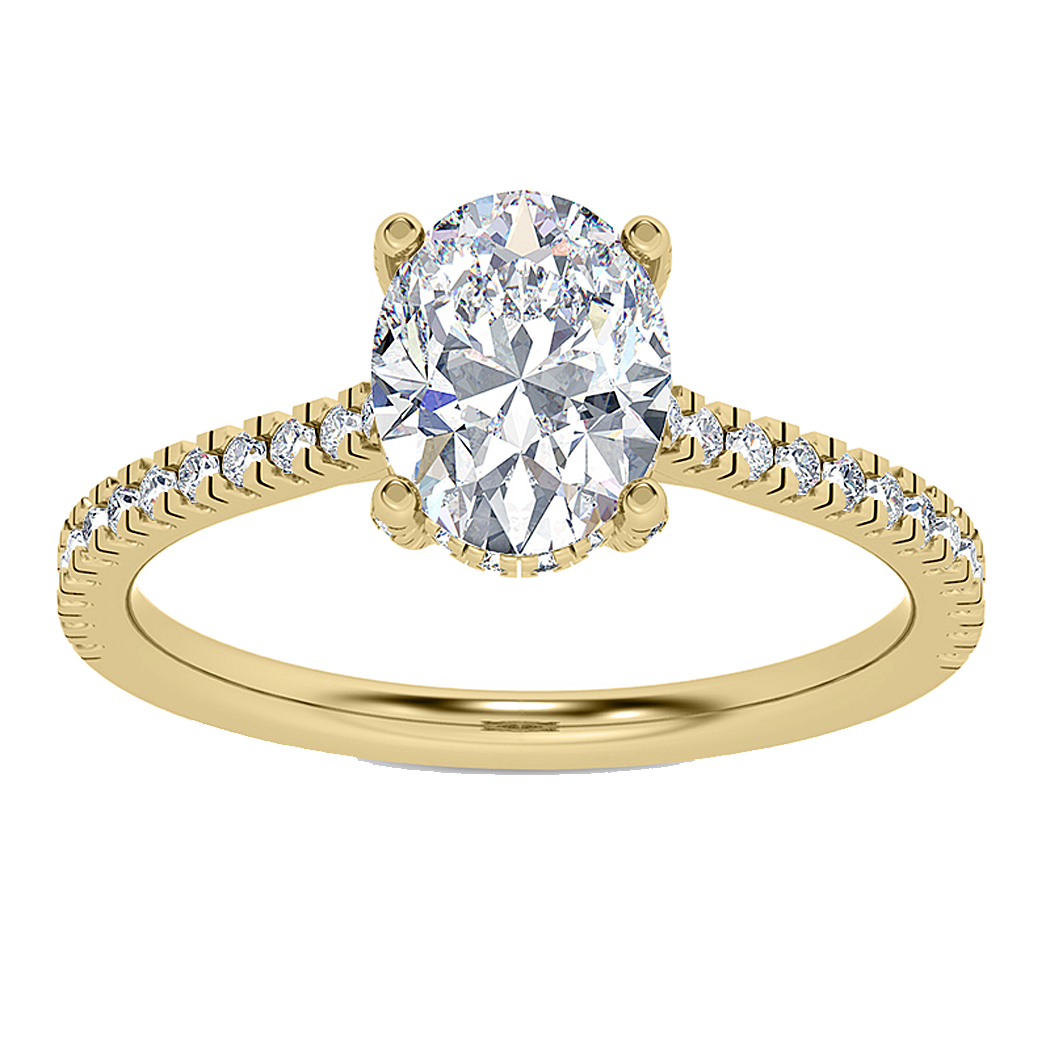 18K Yellow Gold Diamond Semi Mount with Hidden Halo