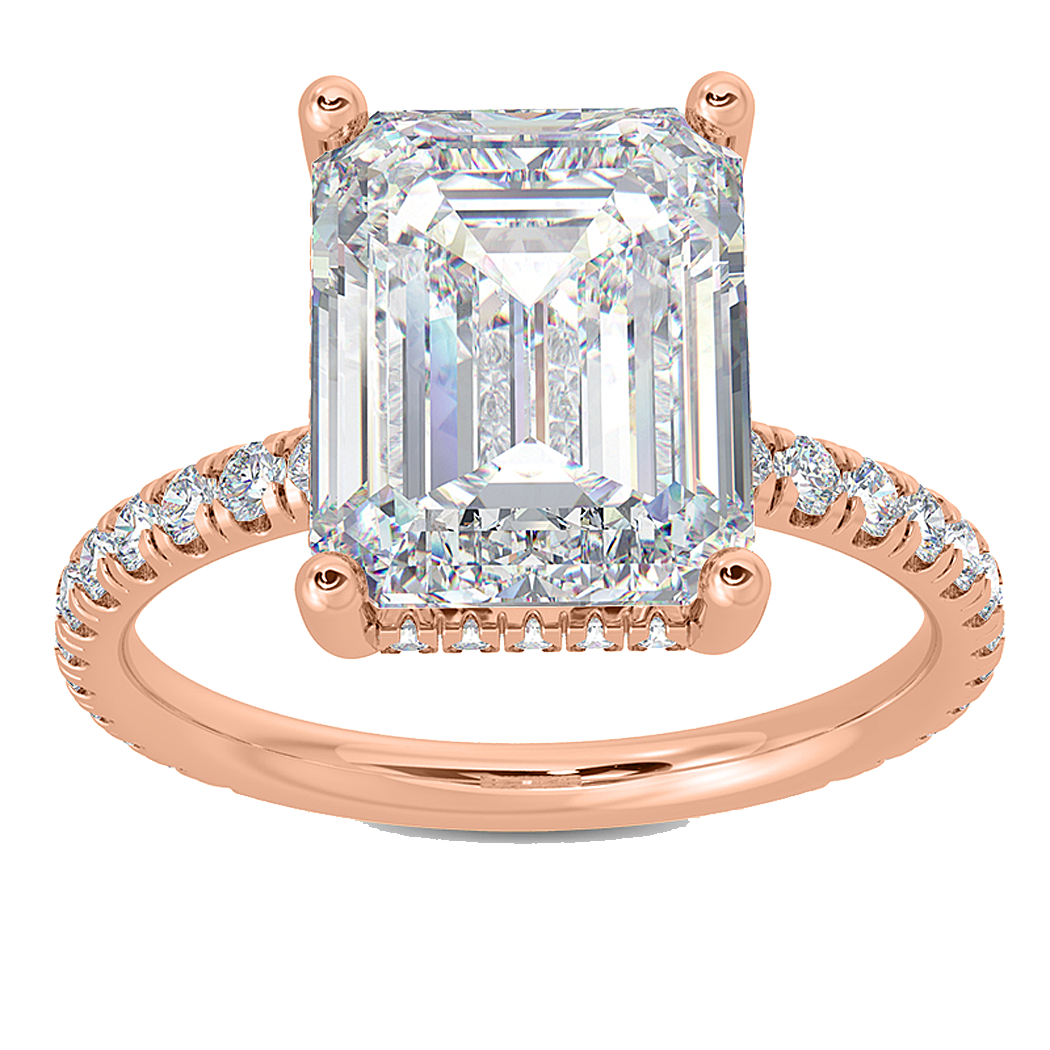 14K Rose Gold Diamond Hidden Halo Semi Mount