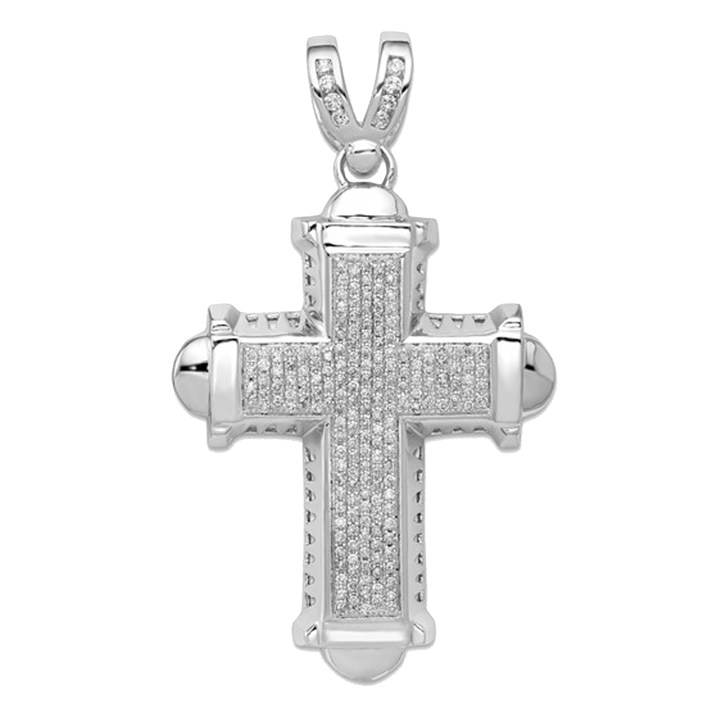 14K White Gold Diamond Cross Pendant