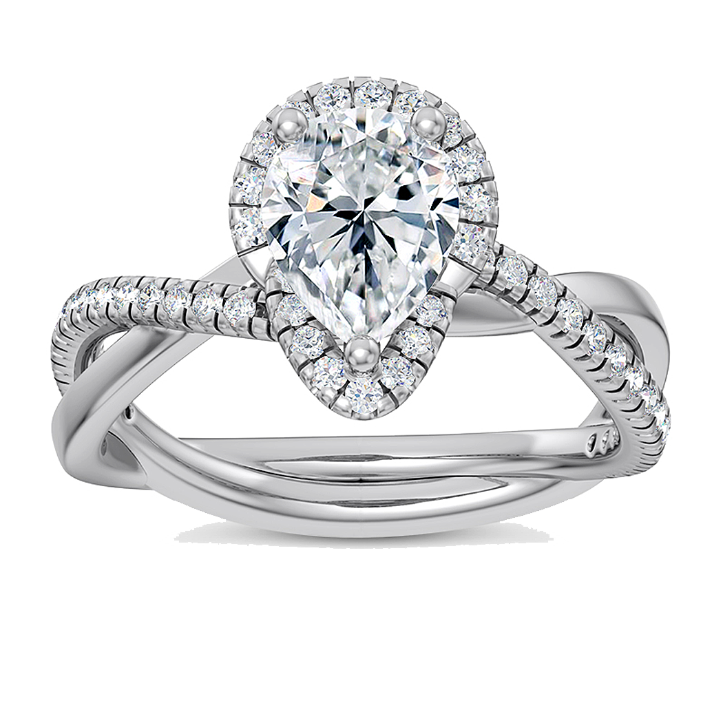 18K White Gold Criss Cross Style Diamond Semi Mount