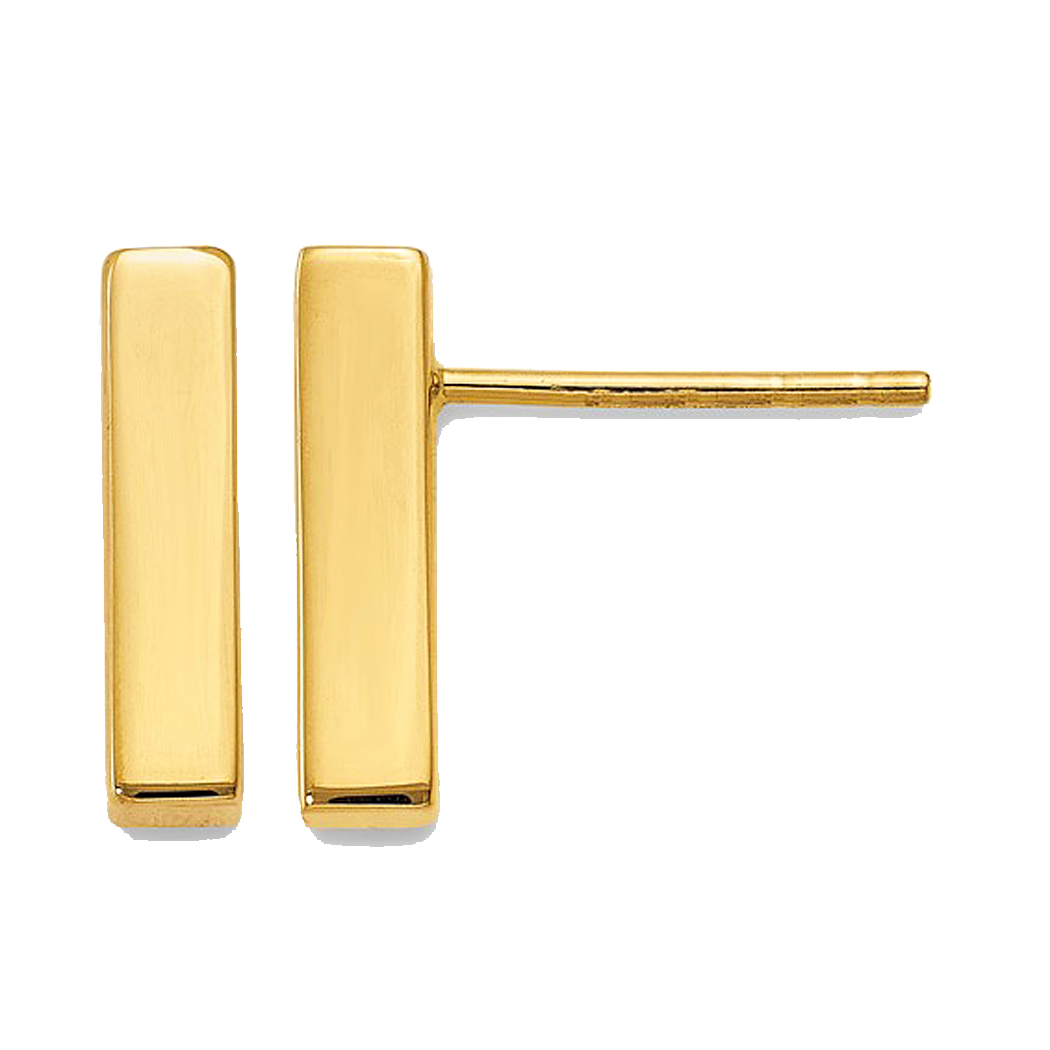 10K Yellow Gold Bar Earrings