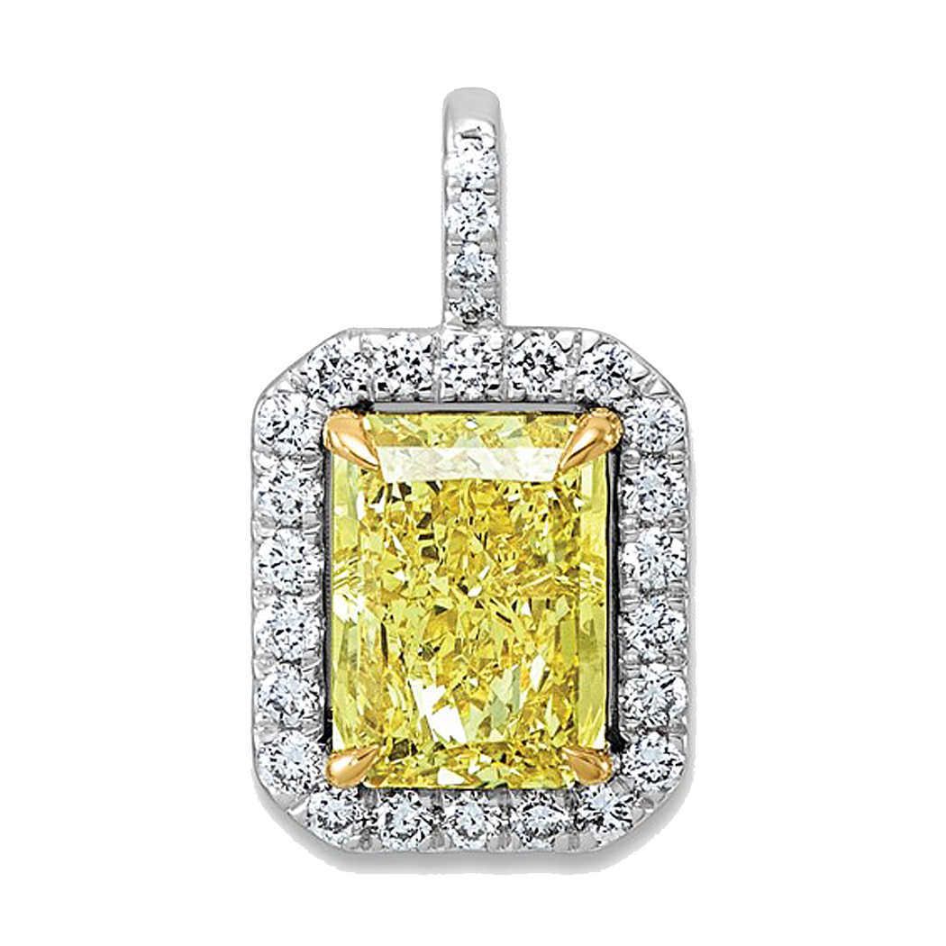 14K Two Tone Gold Lab Grown Diamond Pendant