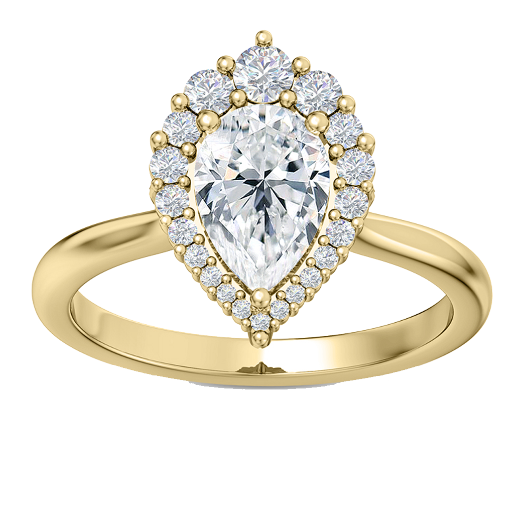 14K Yellow Gold Graduated Halo Semi Mount