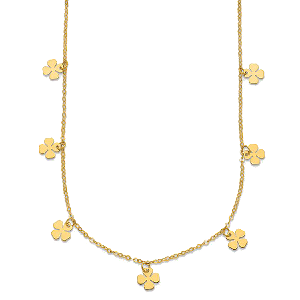 14K Yellow Gold 4 Leaf Clover Necklace