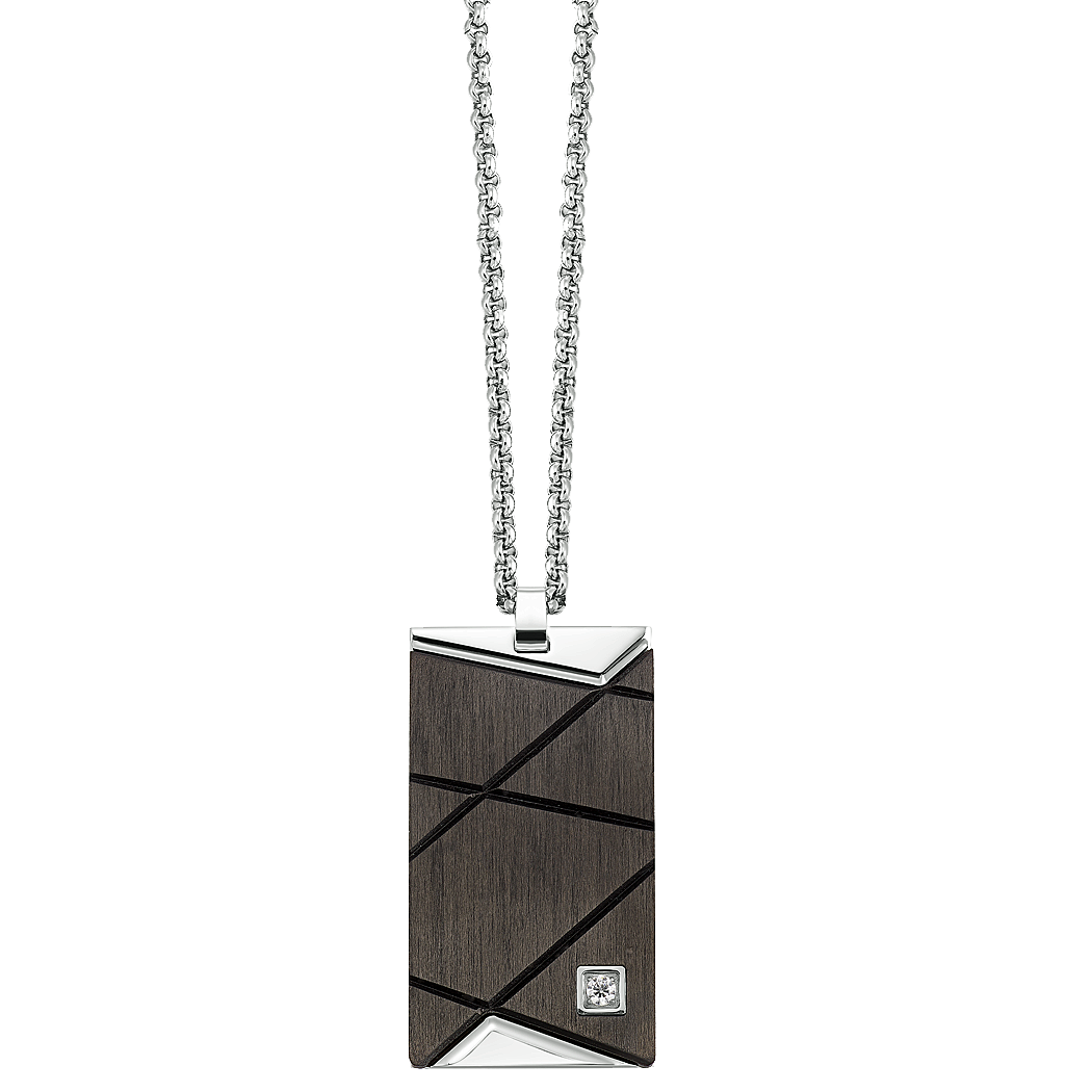 Stainless Steel Dog Tag Pendant with Cubic Zirconia
