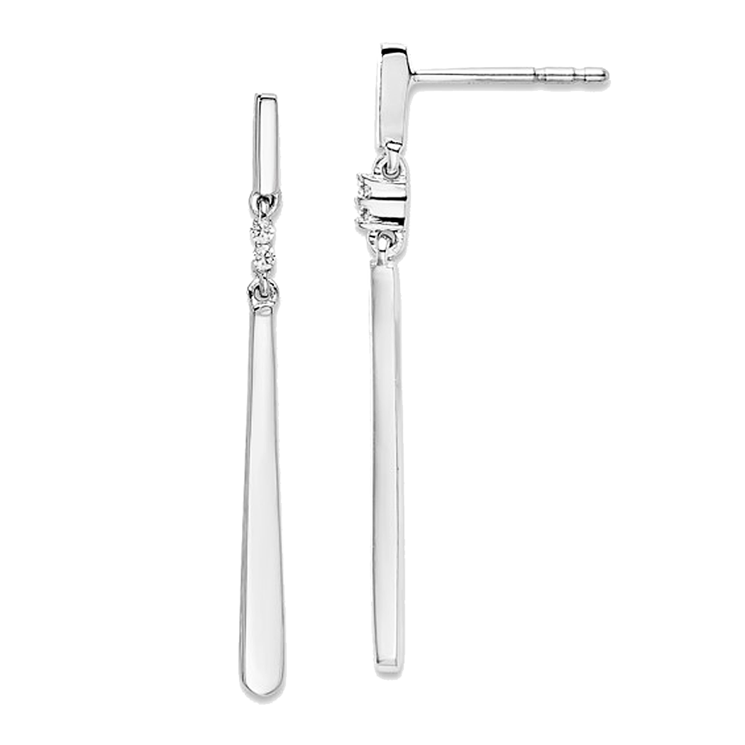 Sterling Silver Diamond Dangle Earrings