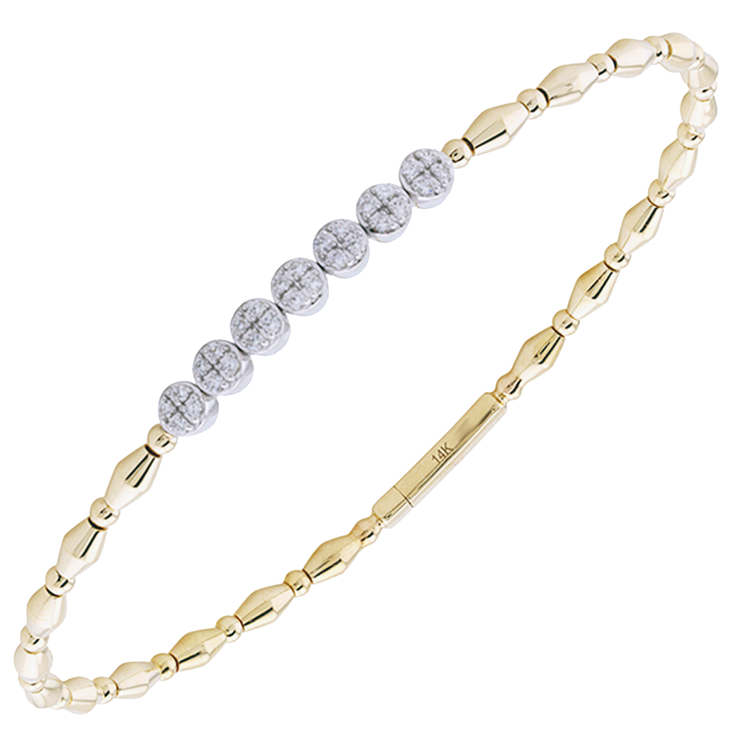 14K Two Tone Gold Diamond Mixed Metal Flex Bangle