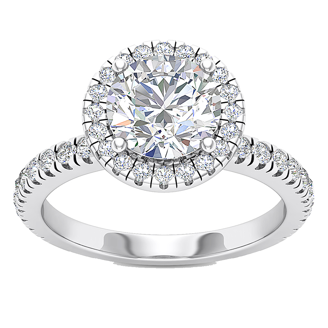 14K White Gold Diamond Semi Mount with Hidden Halo