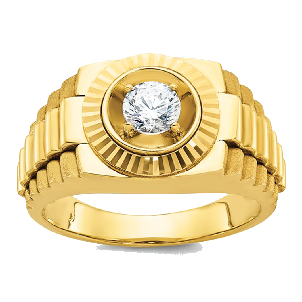 10K Yellow Men's Ring with Diamond