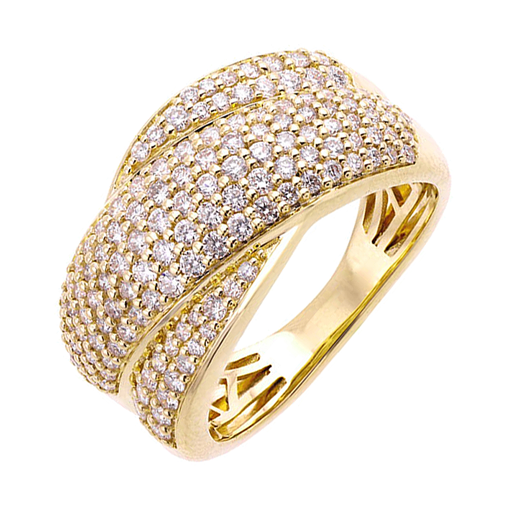 14K Yellow Gold Pave Diamond Ring