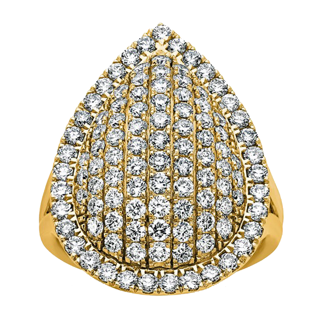 14K Yellow Gold Pear Cluster Ring