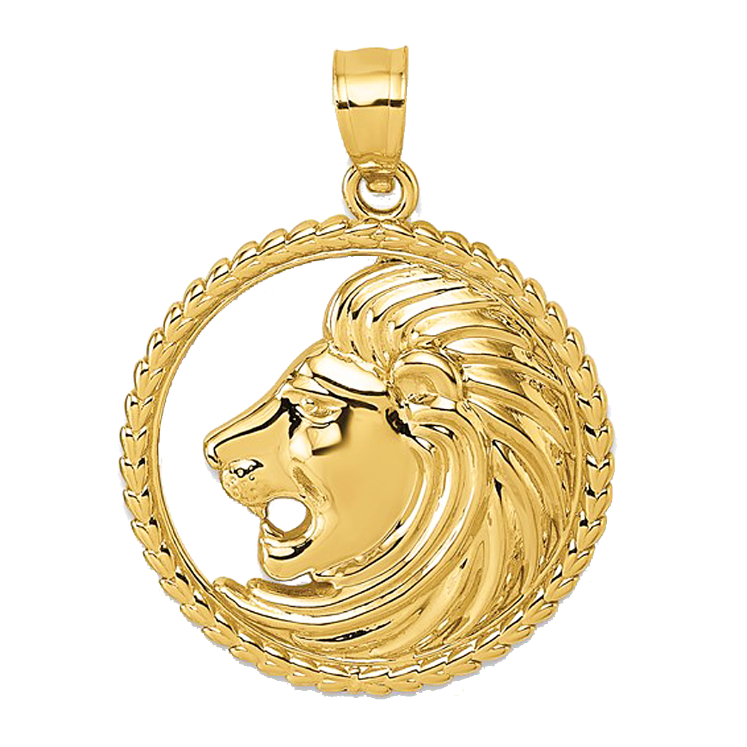 14K Yellow Gold Lion Pendant
