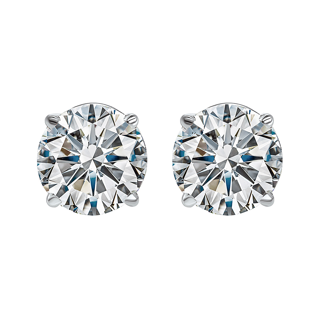 14K White Gold Diamond Studs