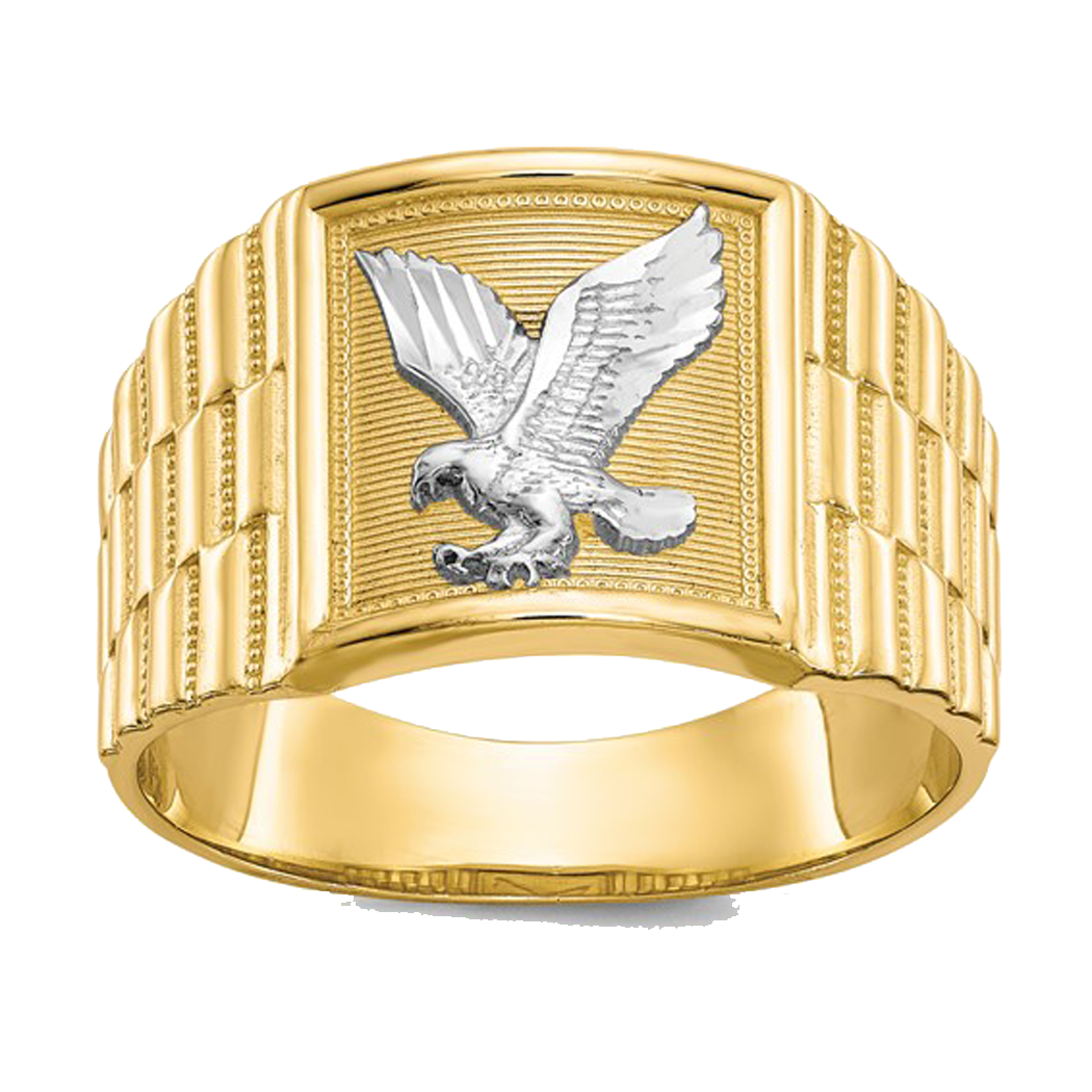 14K Two Tone Gold Eagle Ring