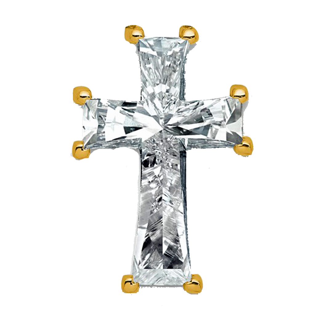 14K Yellow Gold Lab Grown 3 3/4ct Lab Grown Diamond Cross Pendant