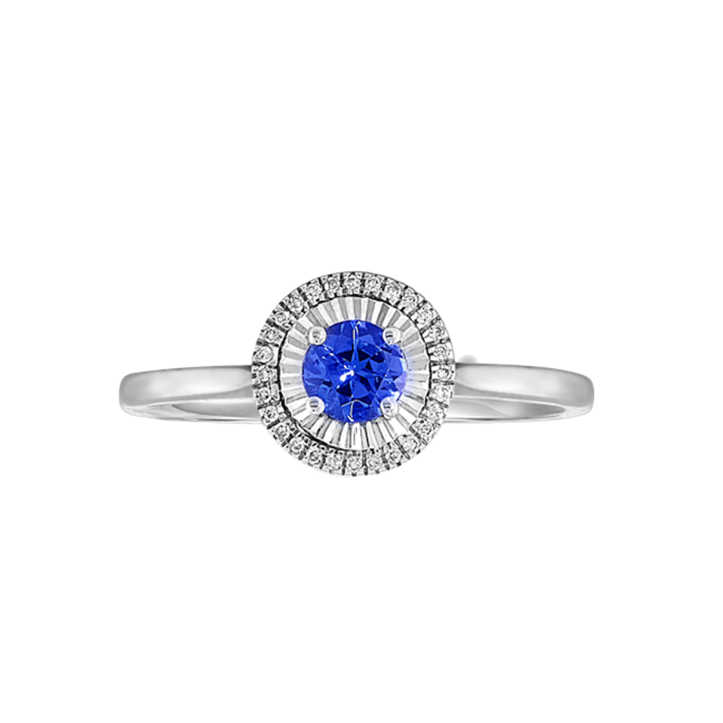 10K White Gold Blue Topaz and Diamond Ring