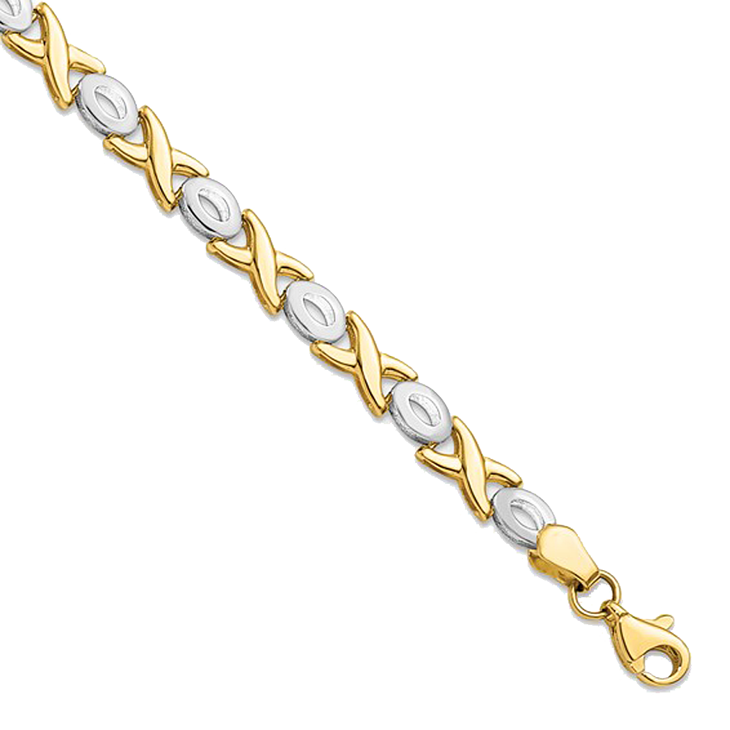 10K Two Tone Hugs and Kisses Bracelet