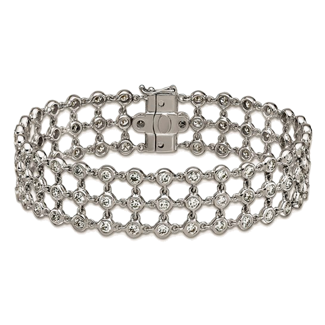 18K White Gold Diamond Mesh Bracelet