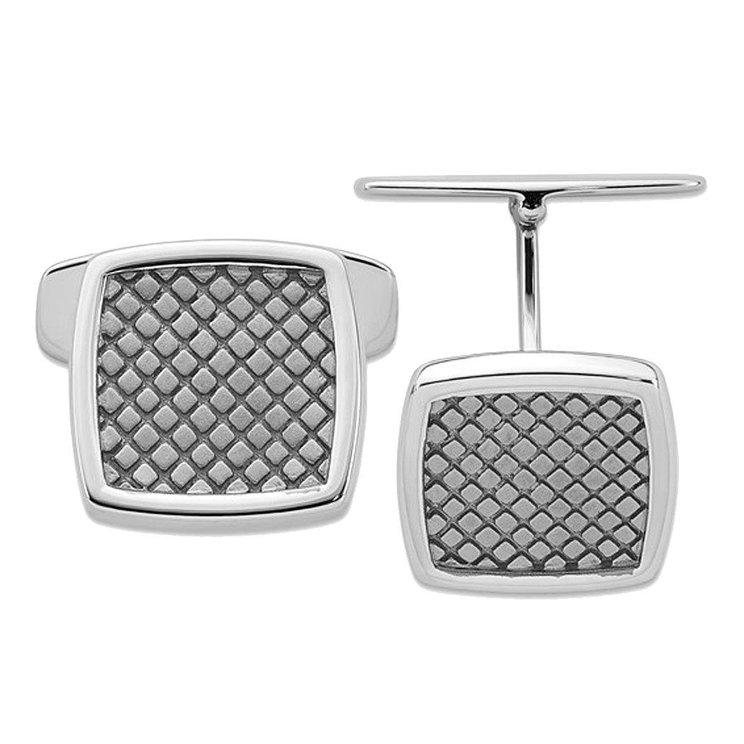 Sterling Silver Checkered Pattern Cuff Links
