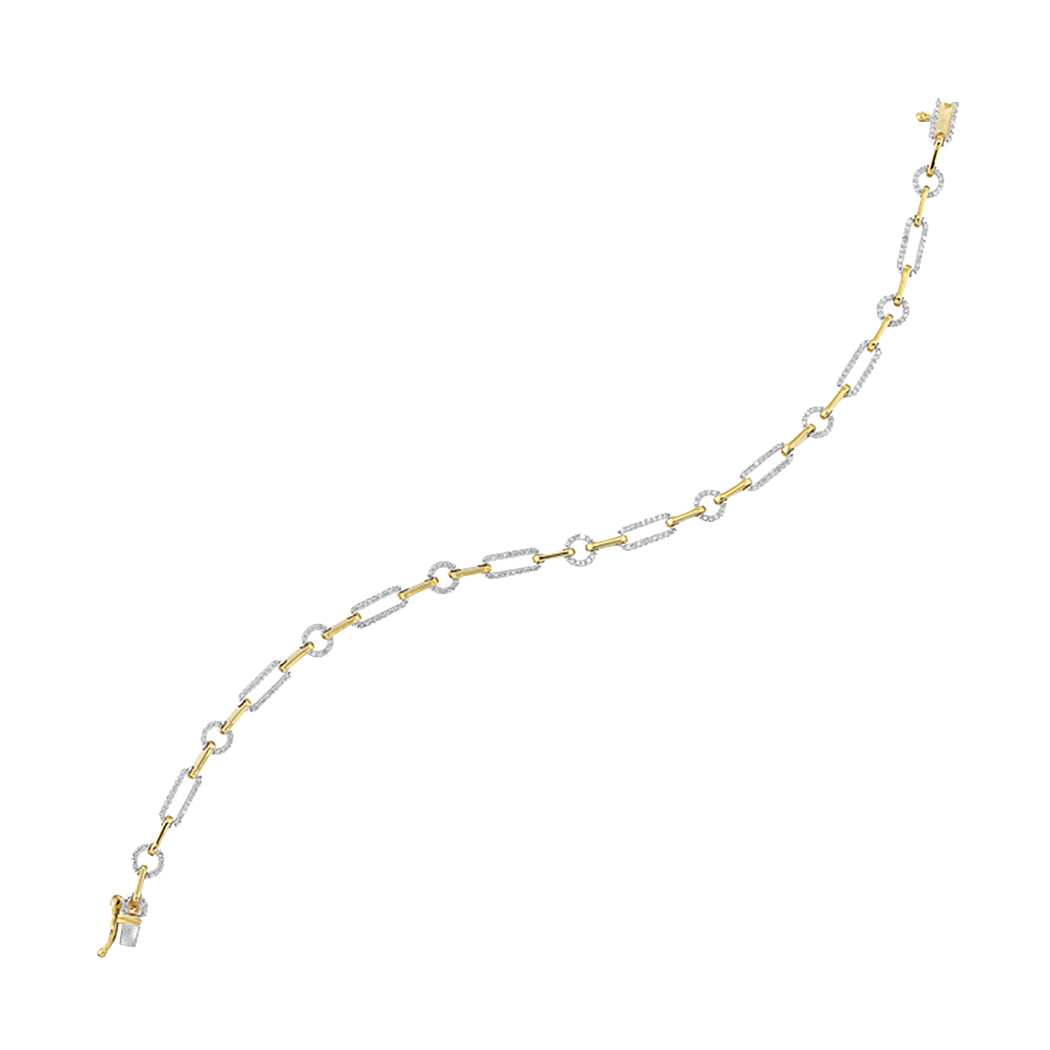 10K Yellow Gold Diamond Paperclip Link Bracelet