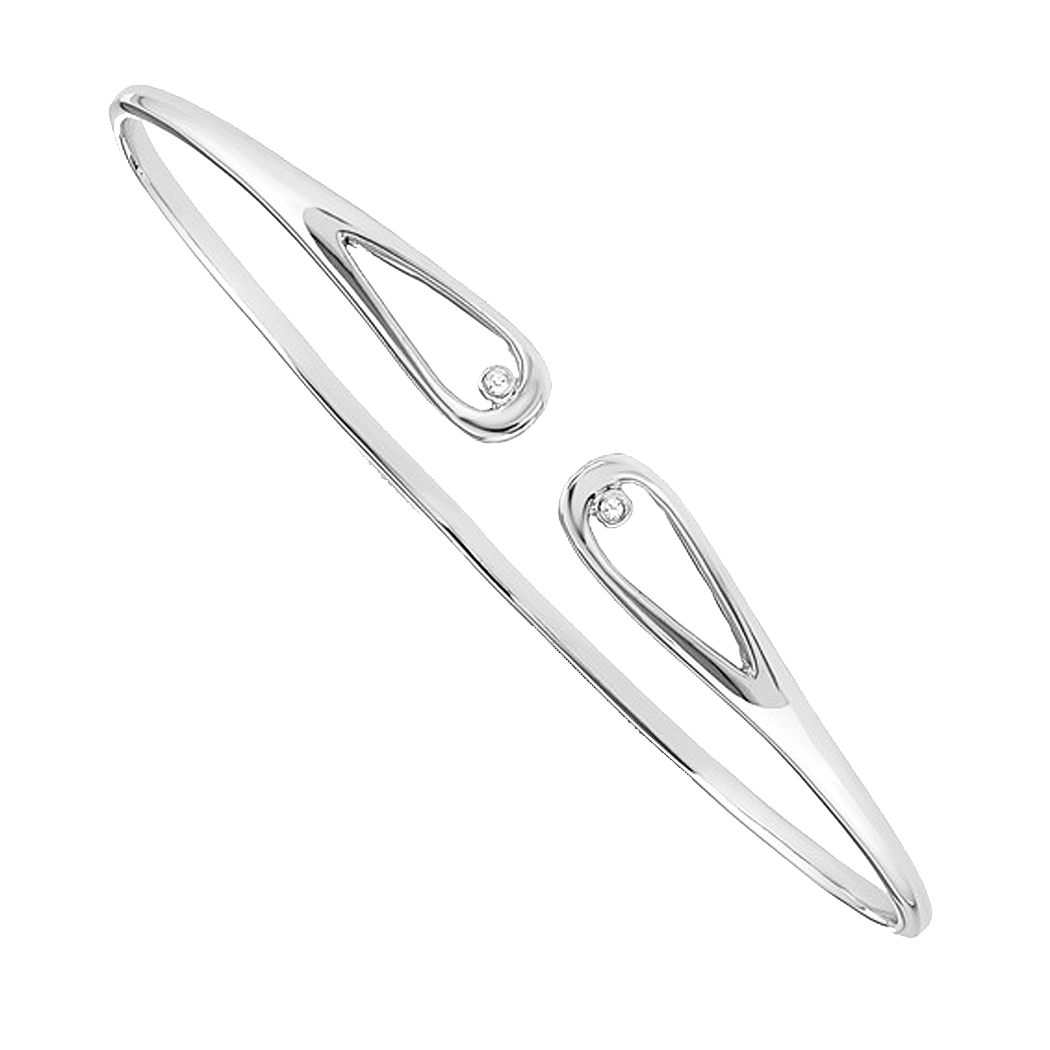 Sterling Silver Diamond Bangle