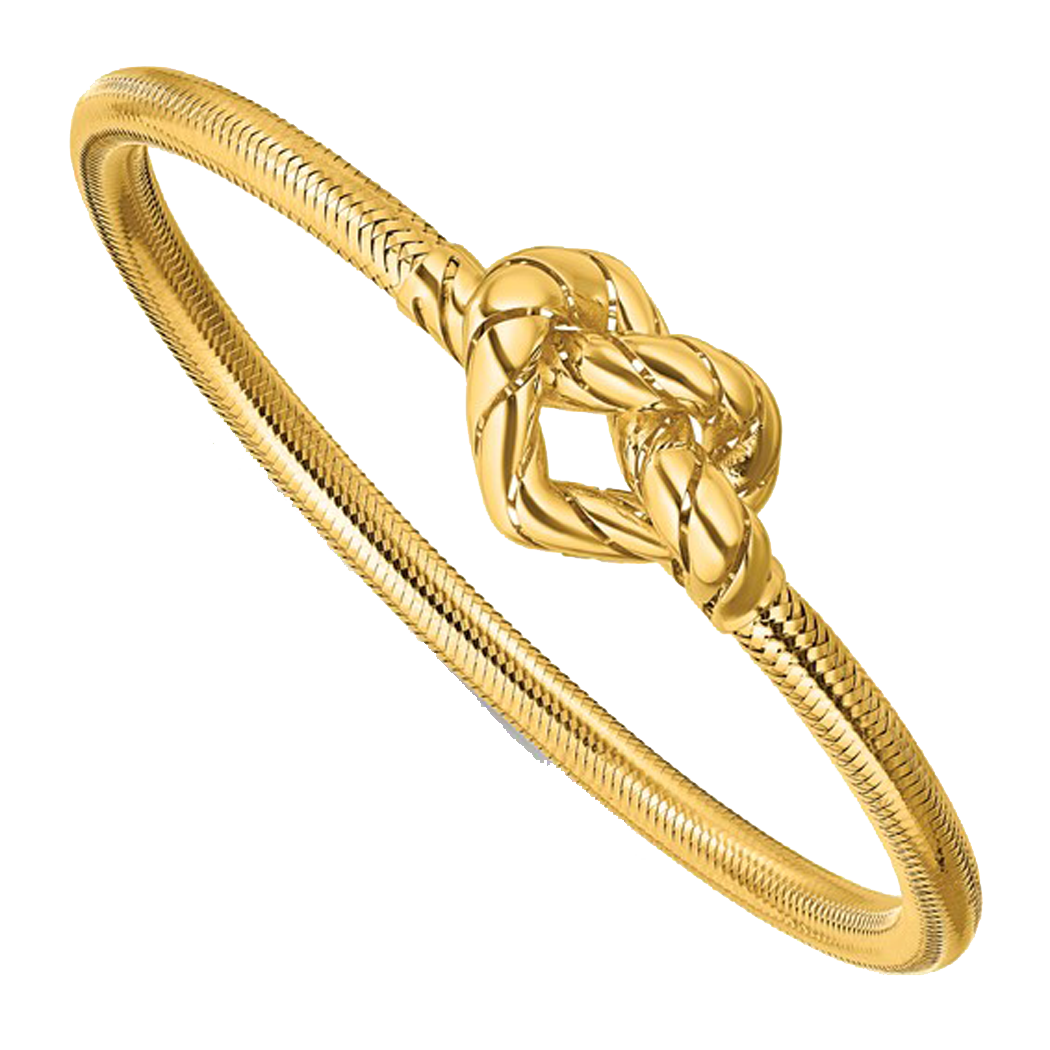 14K Yellow Gold Stretch Bracelet with Heart Love Knot