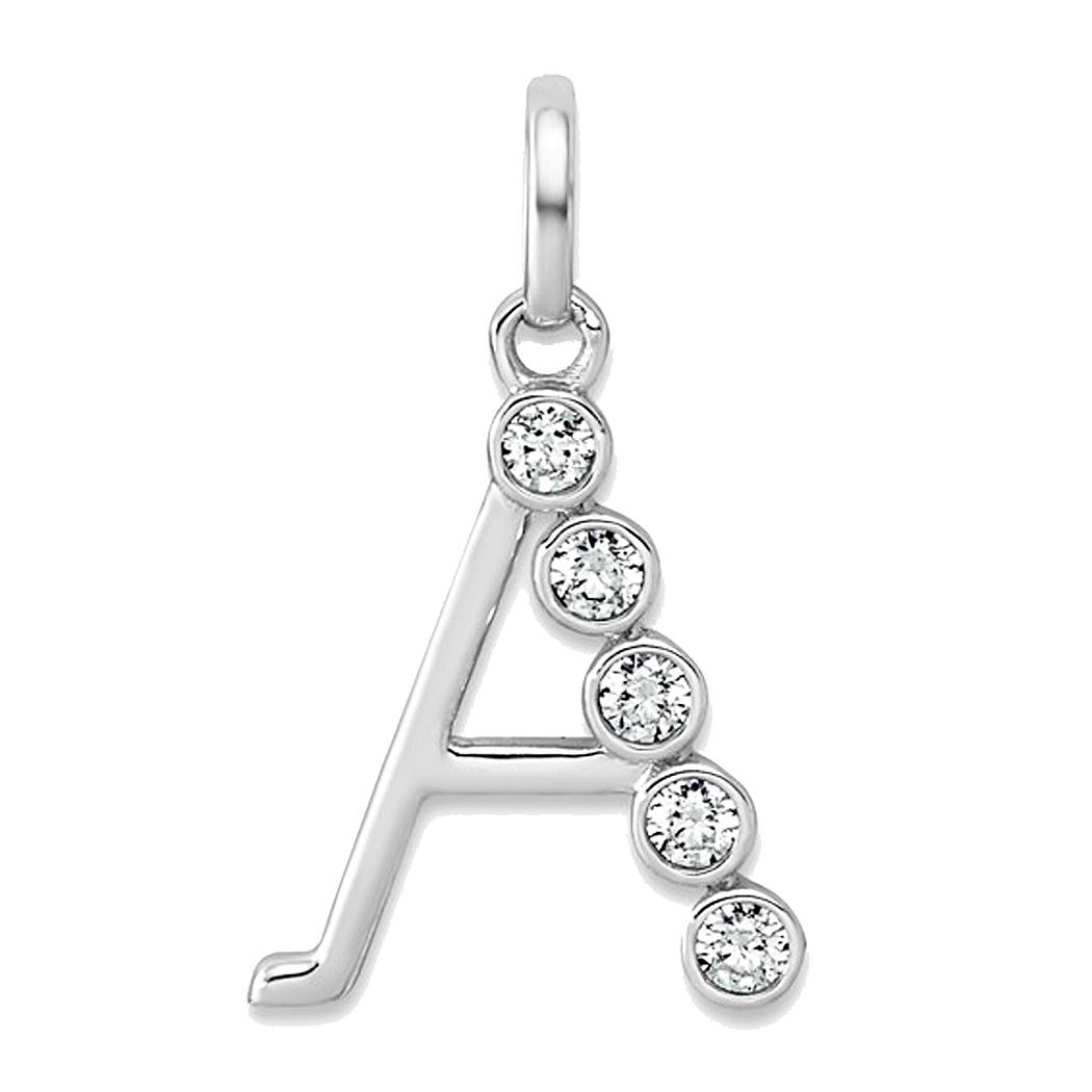 Sterling Silver Lab Grown Diamond Initial "A" Pendant