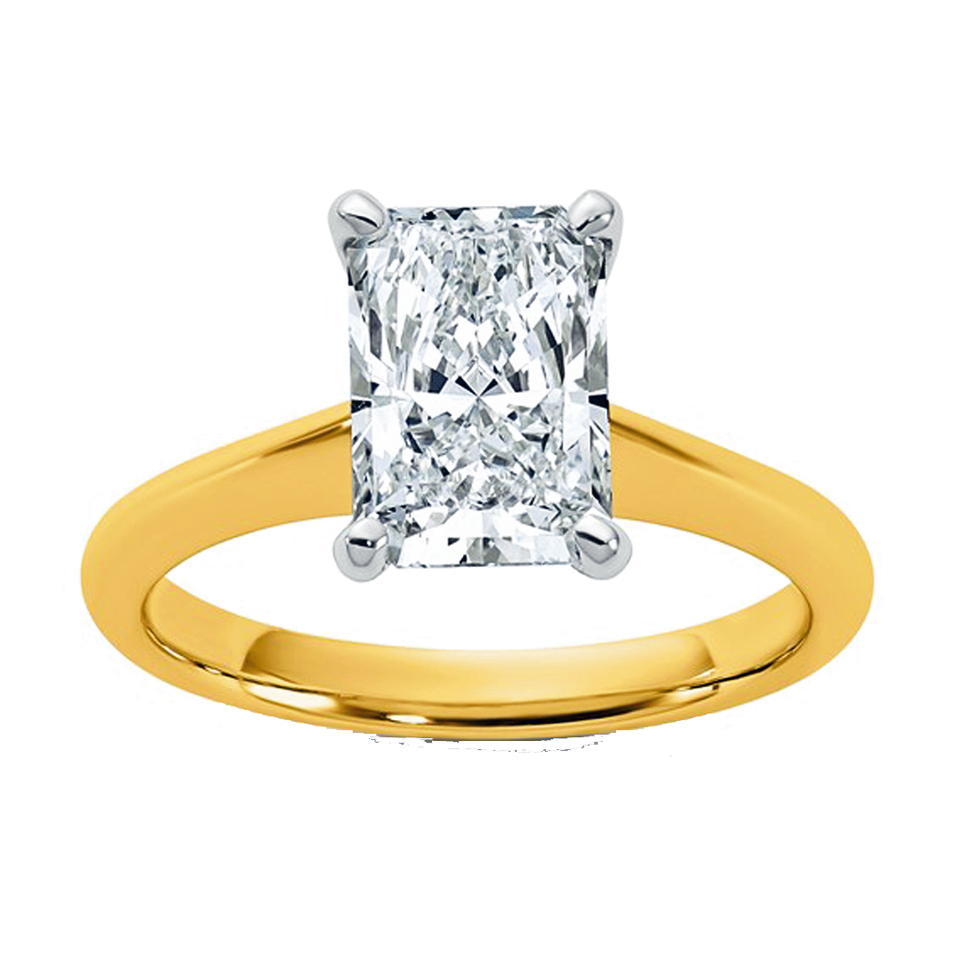 14K Two Tone Gold Lab Grown Solitaire Ring