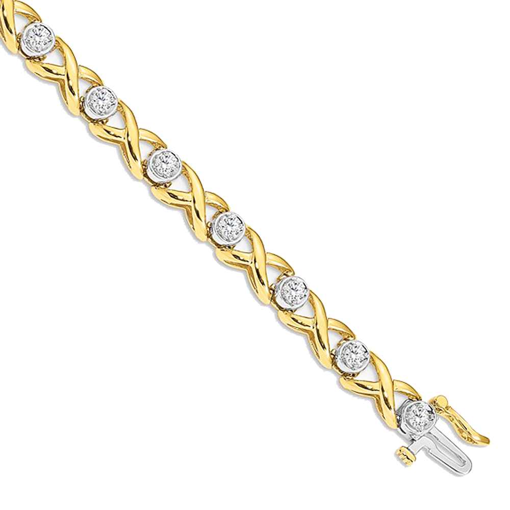 14K Two Tone Diamond Hugs and Kisses Bracelet — Aaron Lelah