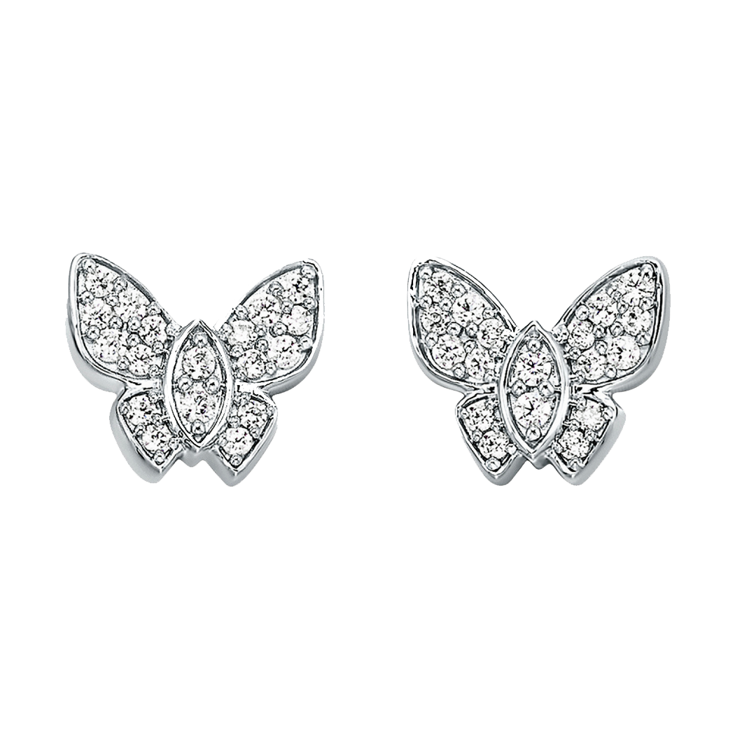 10K White Gold Diamond Butterfly Earrings