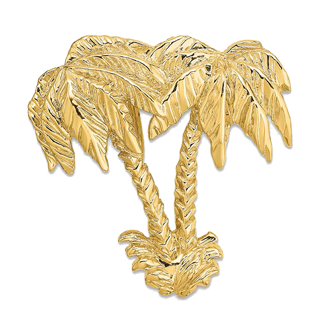 14K Yellow Gold Double Palm Tree Omega Slide Pendant