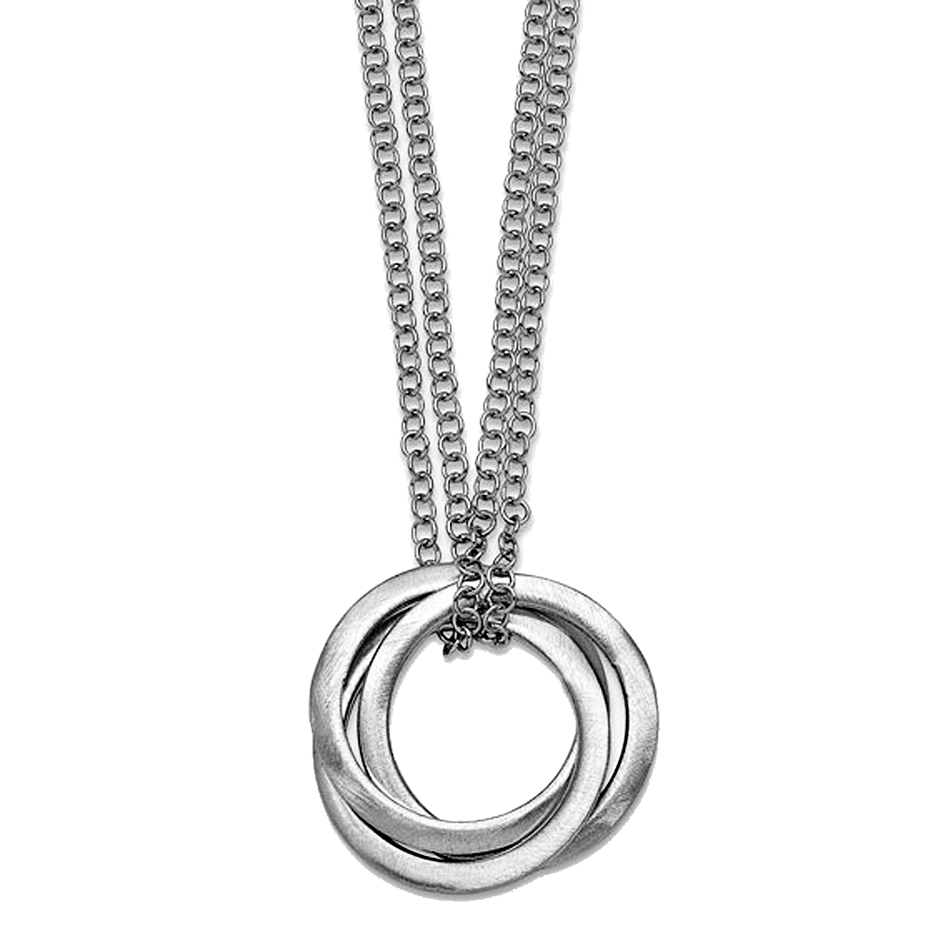 Sterling Silver Double Circle Pendant with Two Strand Chain.