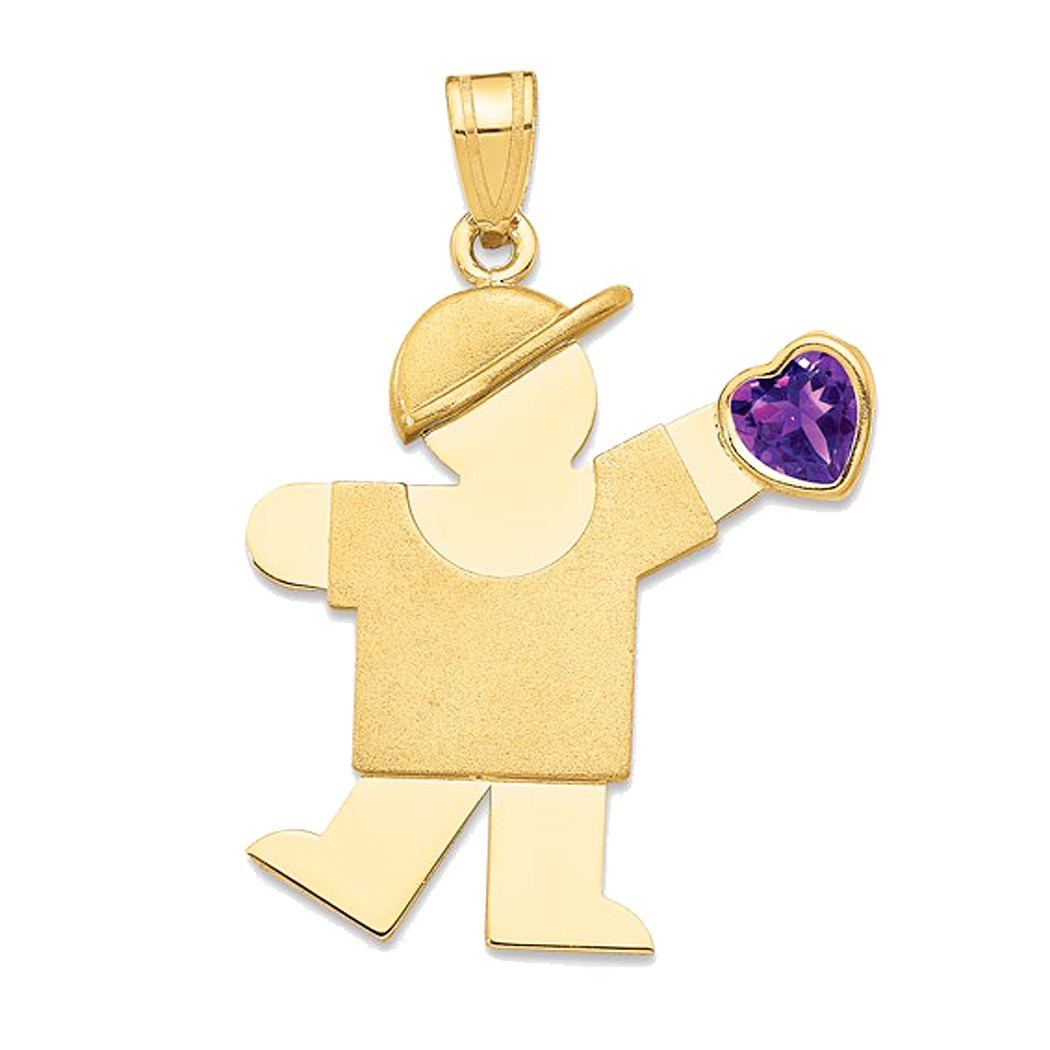 14K Yellow Gold Boy Birthstone Charm