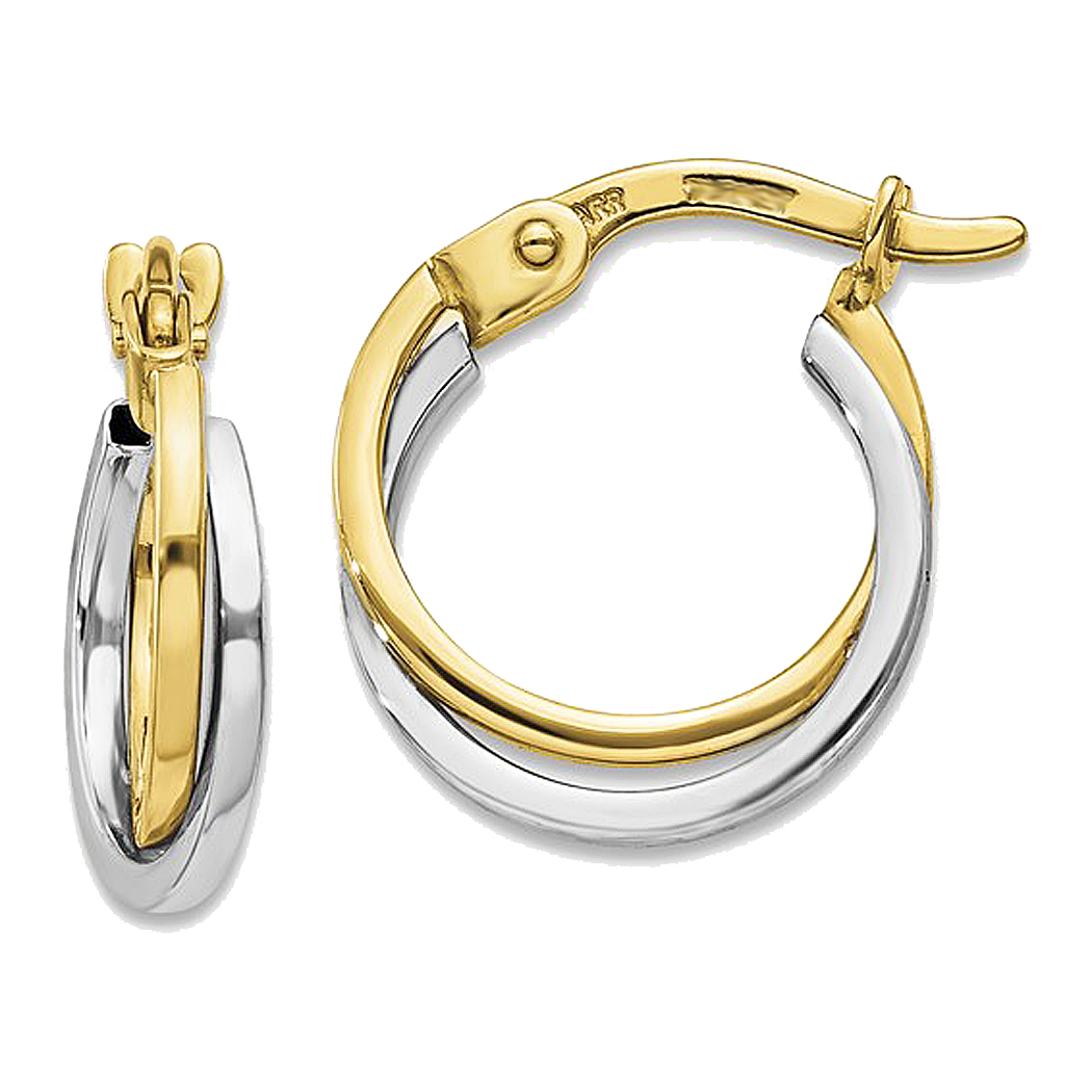10K Two Tone Gold Twisted Hoops