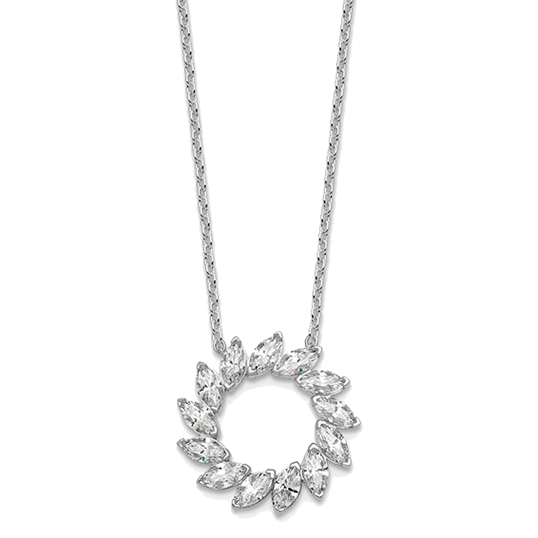 14K White Gold Lab Grown Diamond Circle Pendant with Chain