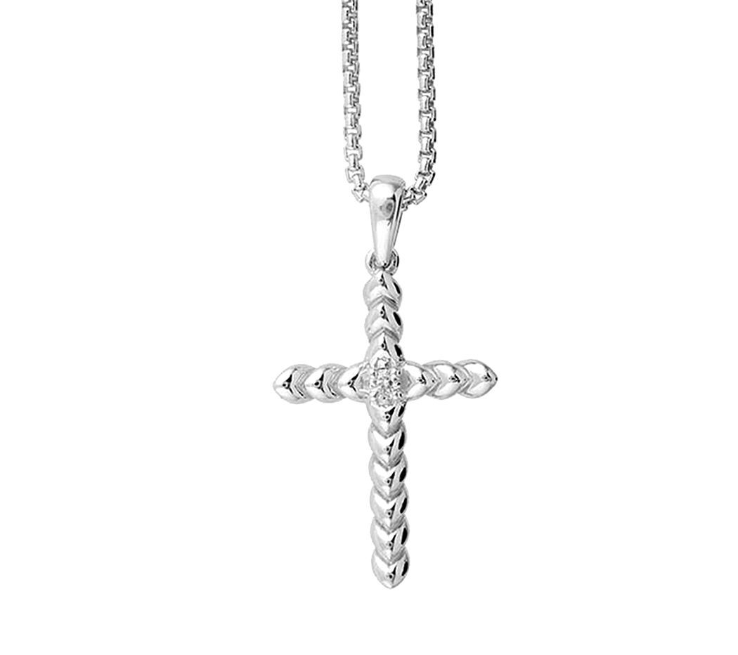 Sterling Silver Diamond Cross Pendant with Chain