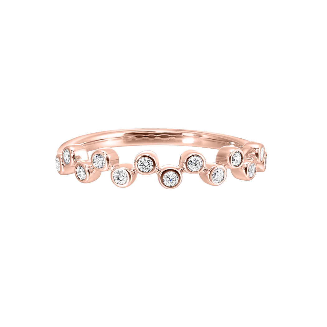 14K Rose Gold Zig Zag Bezel Set Diamond Band