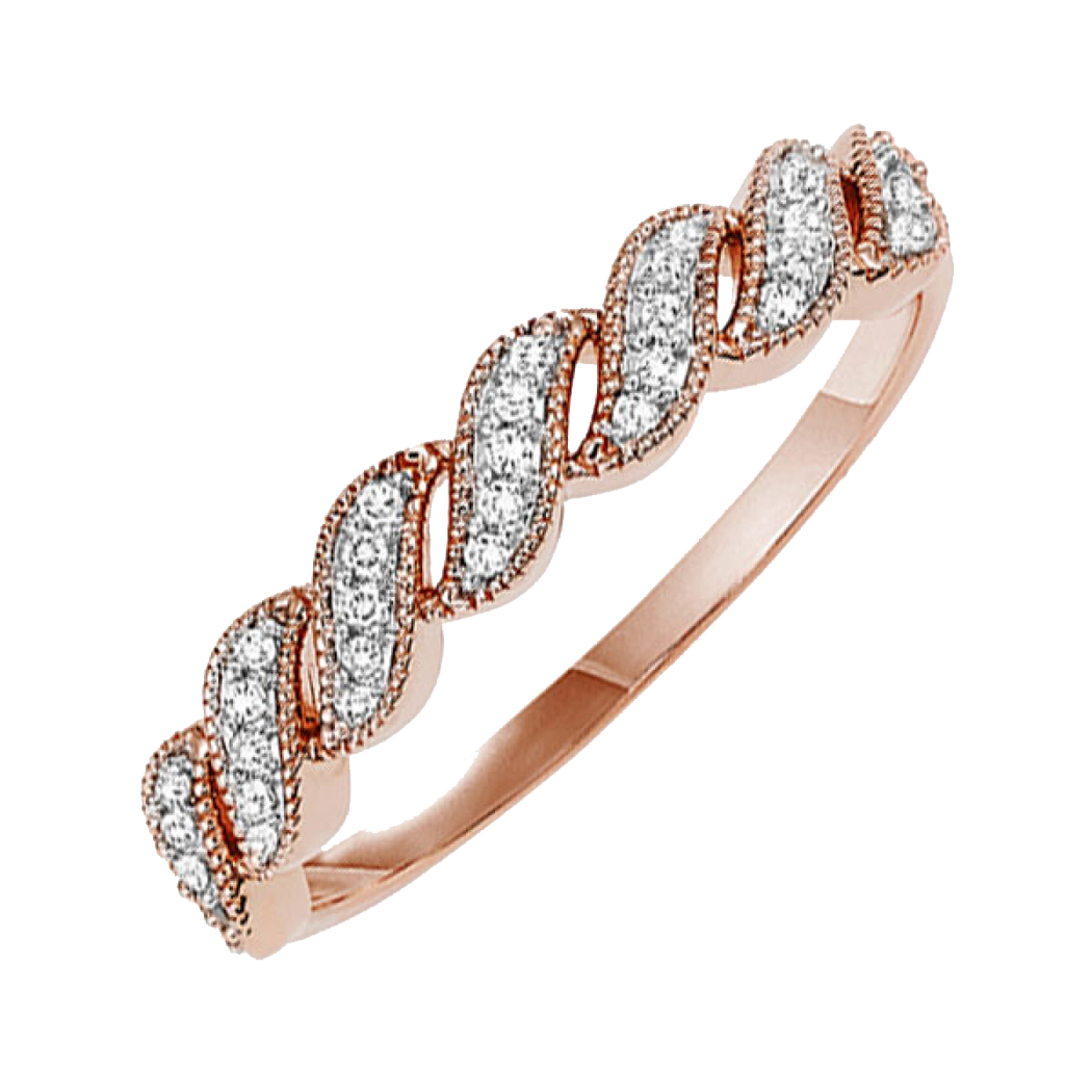 14K Rose Gold Diamond Band