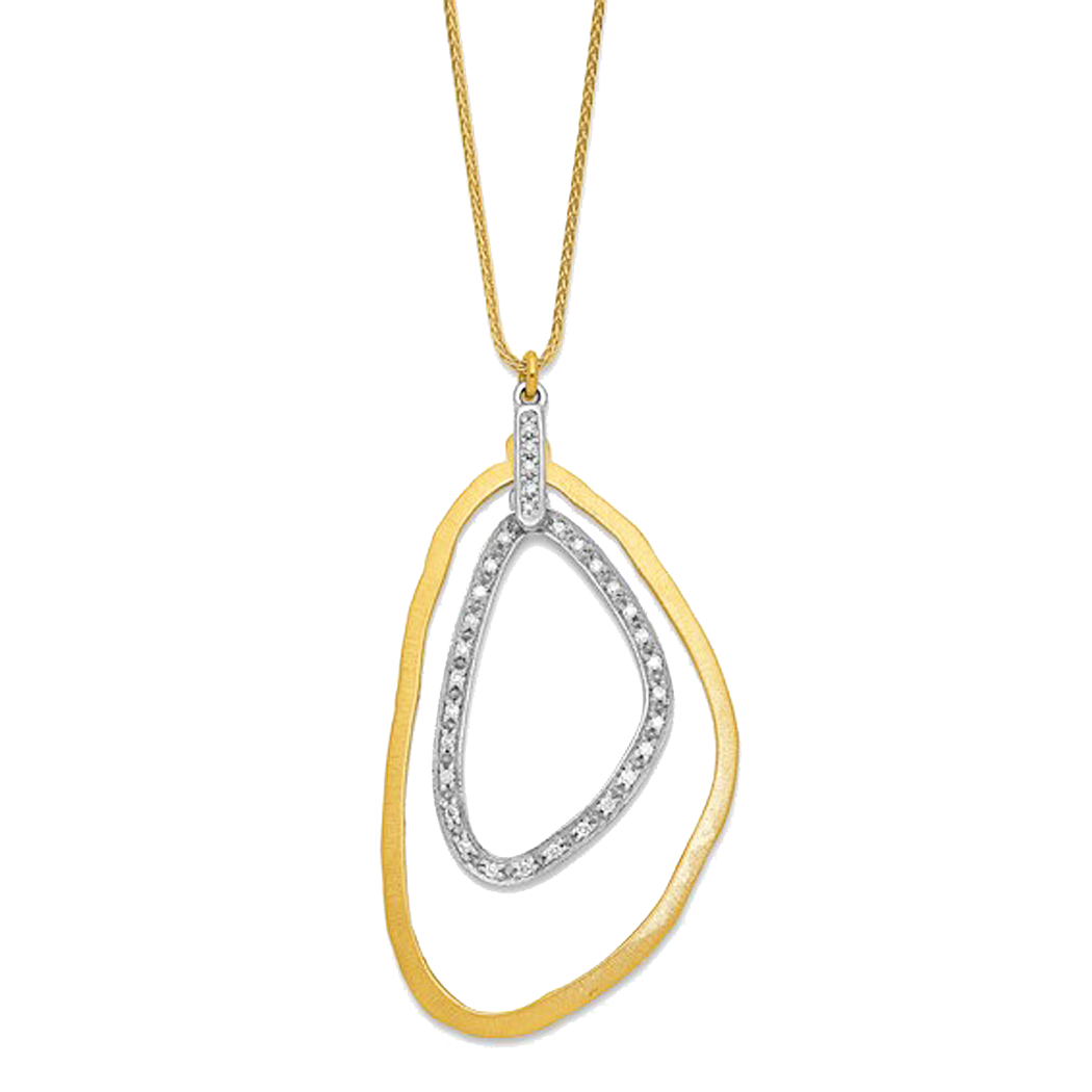 14K Two Tone Diamond Pendant with Chain