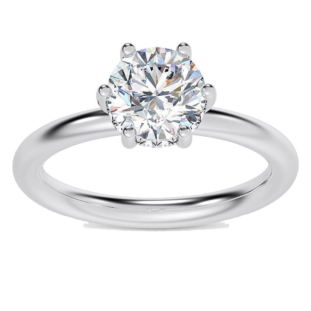 14K White Gold Hidden Halo Diamond Semi Mount