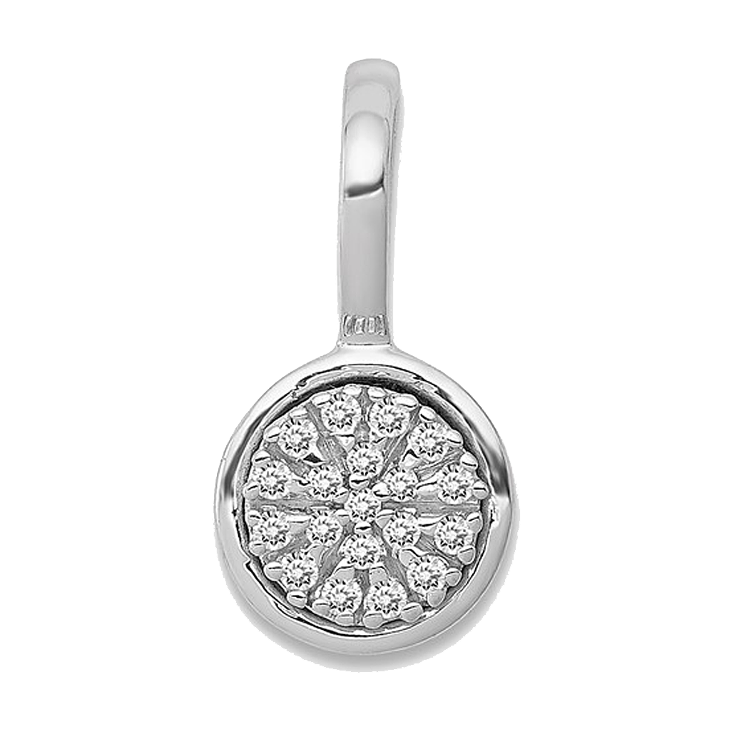 14K White Gold Diamond Drop Circle Pendant